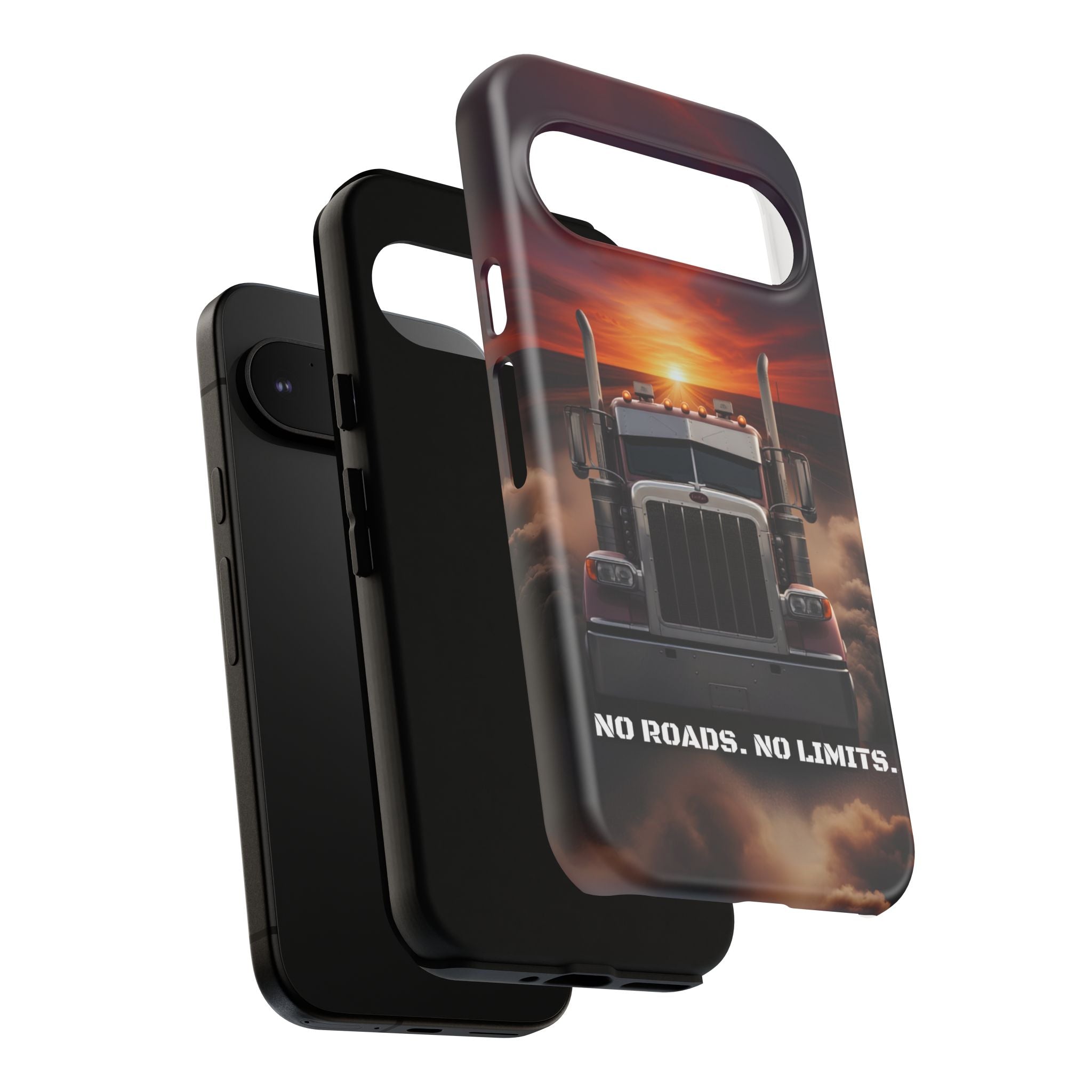 Truck Phone Case — "No Roads. No Limits." Sunset Semi Truck Protective Case