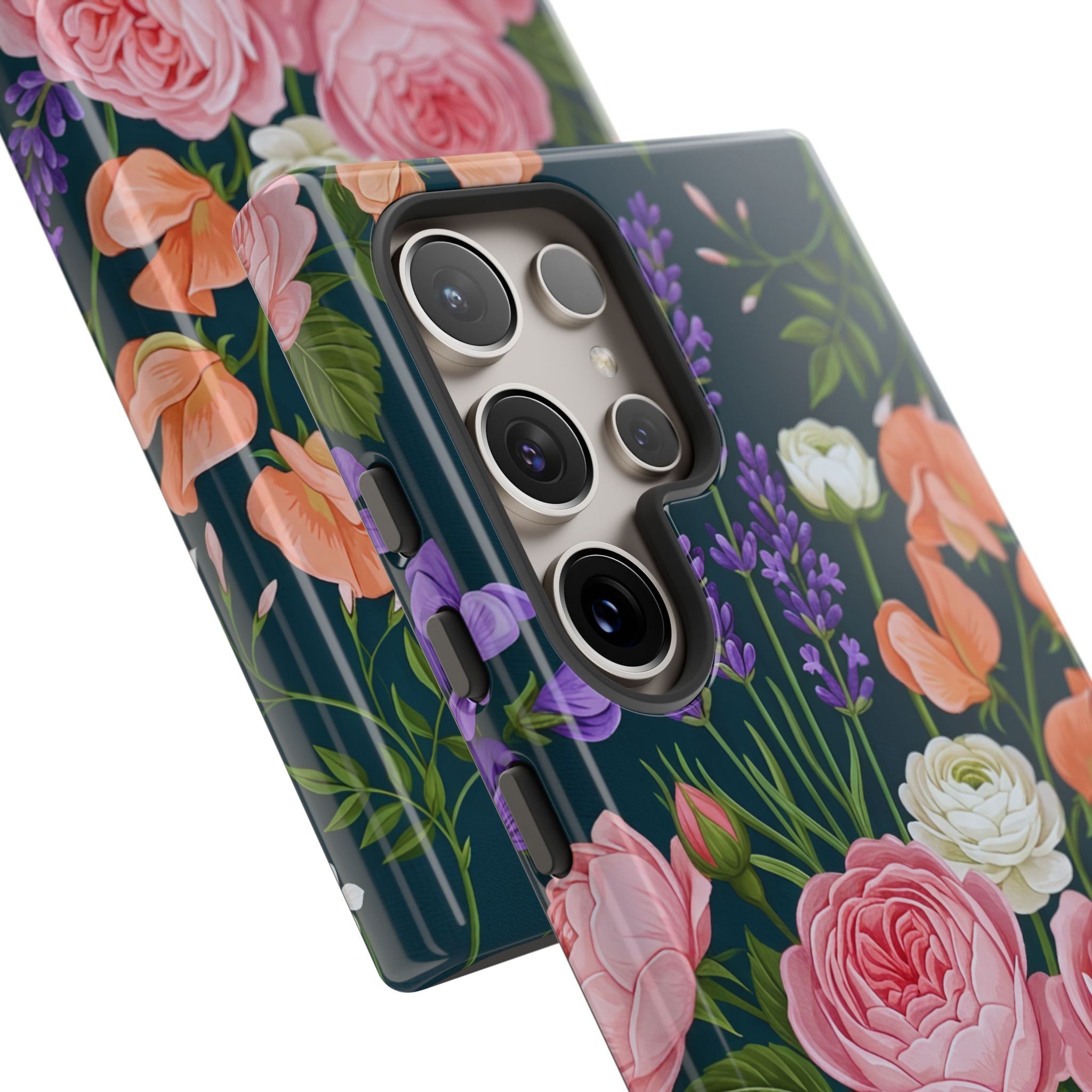 Floral Bouquet Phone Case — Vintage Roses & Lavender Protective Cover