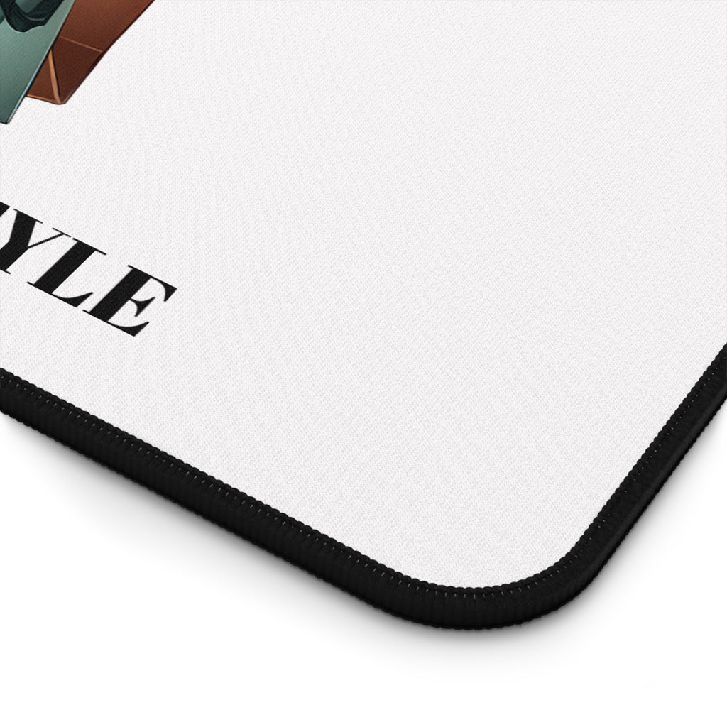 Chic Shopper Desk Mat — Fashionista Woman with Shopping Bags Mouse Pad