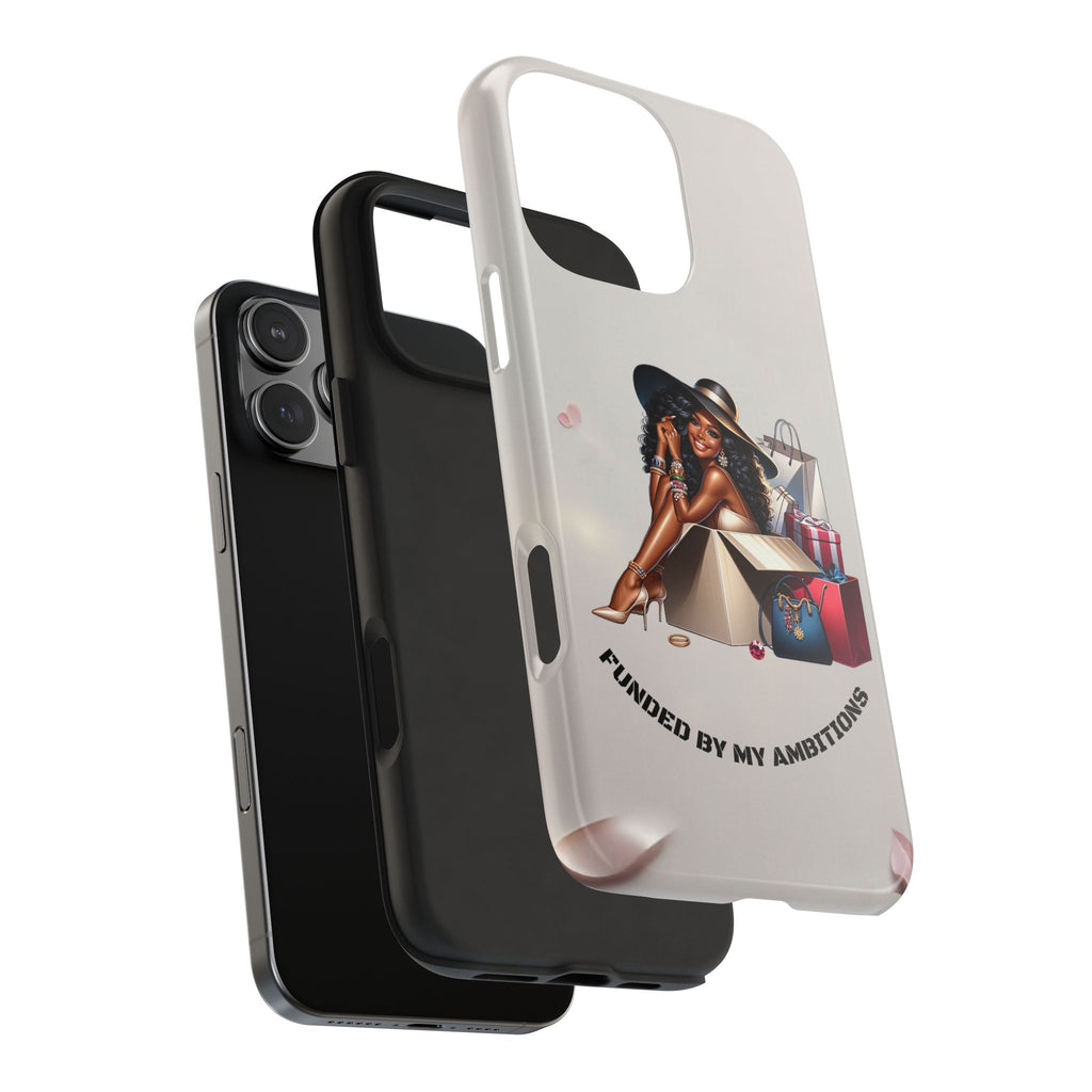 Chic Shopper Tough Phone Case — Stylish Black Woman with Shopping Bags
