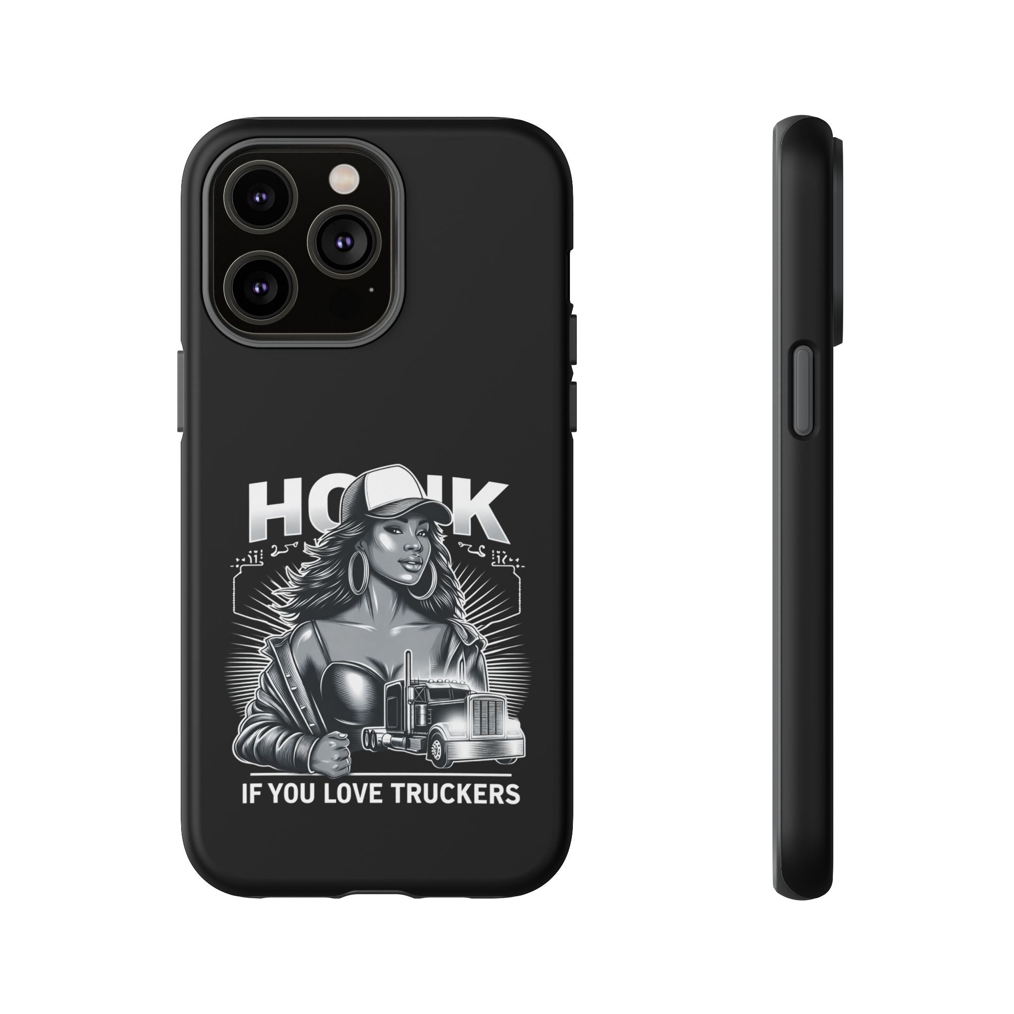 Phone Case — 'Honk' Trucker Girl Retro Semi Truck Protective Case