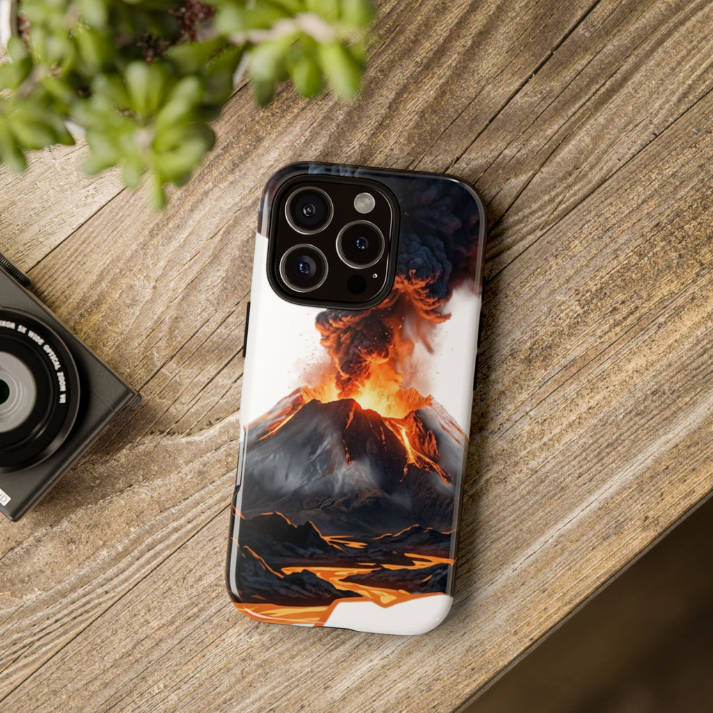 Volcano Eruption Tough Phone Case — Fiery Lava Protective Cover