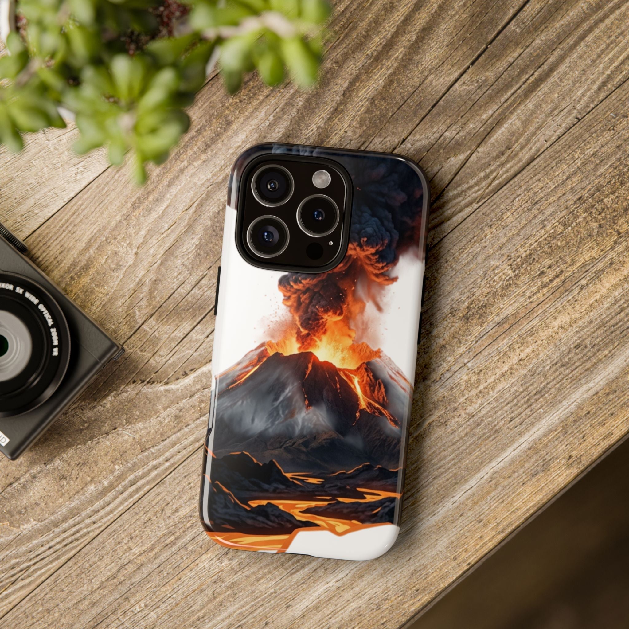 Volcano Eruption Tough Phone Case — Fiery Lava Protective Cover