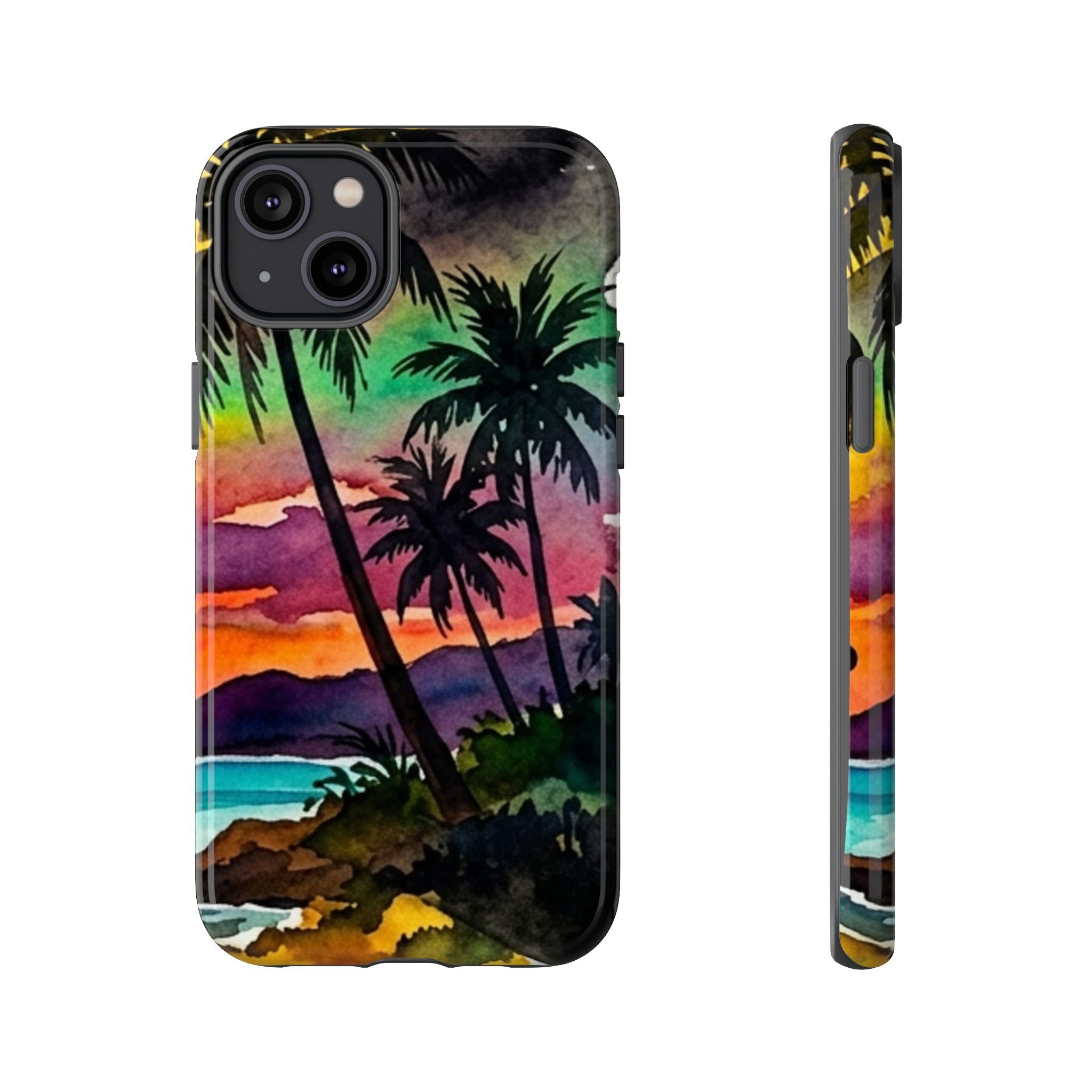 Tropical Sunset Phone Case – Palm Tree Beach Protective Cover