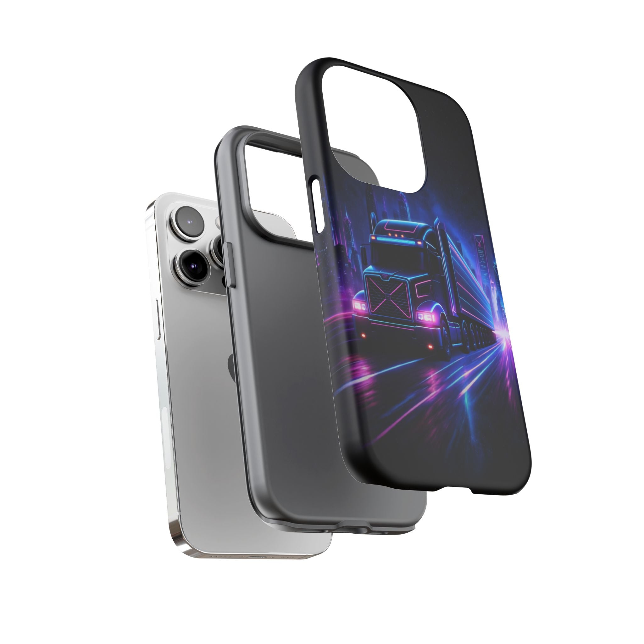Neon Retro Rig Phone Case — Trucker Semi Truck Nightscape Protective Case