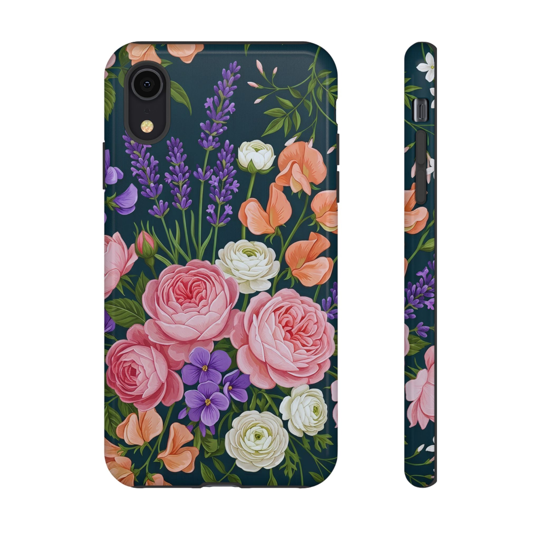 Floral Bouquet Phone Case — Vintage Roses & Lavender Protective Cover