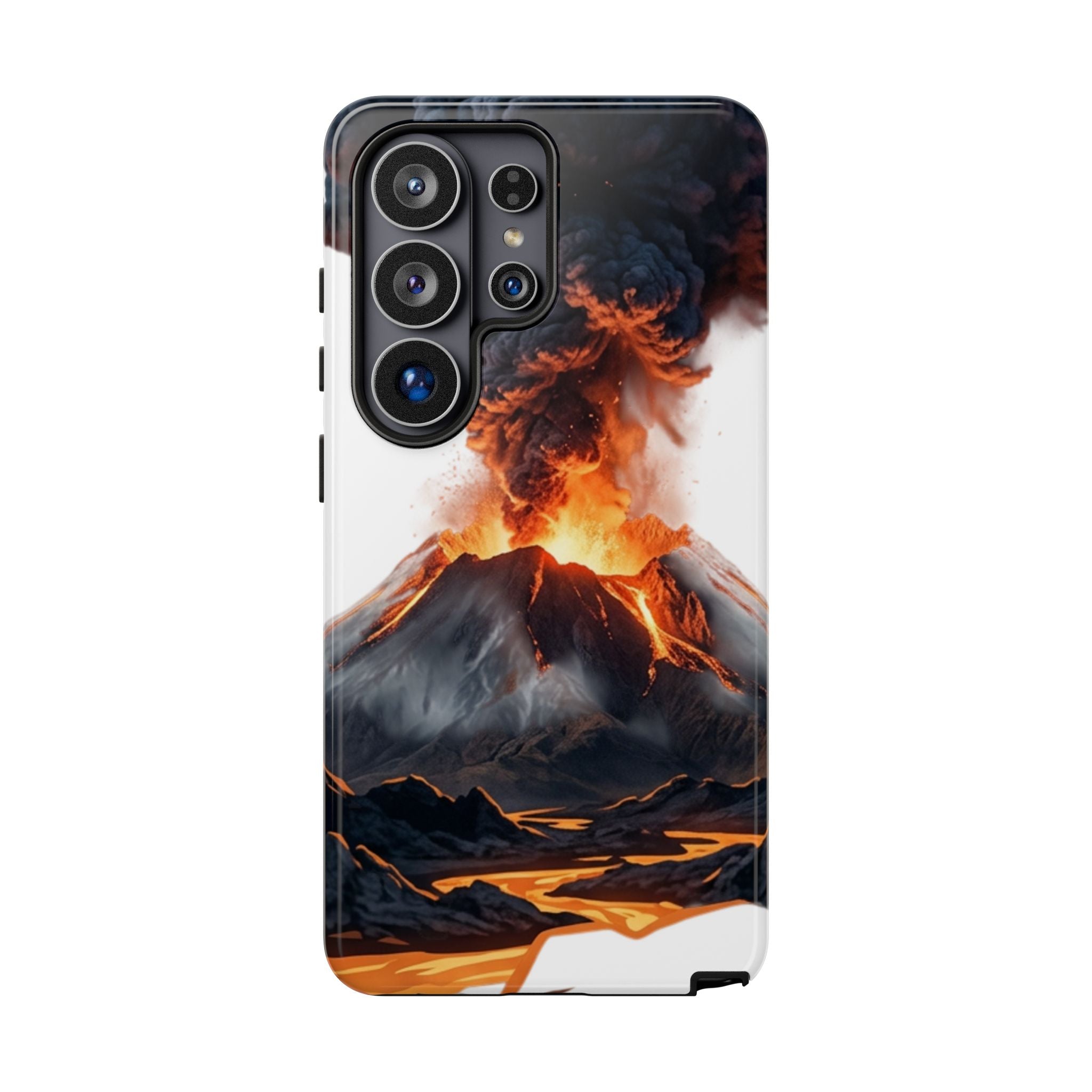 Volcano Eruption Tough Phone Case — Fiery Lava Protective Cover