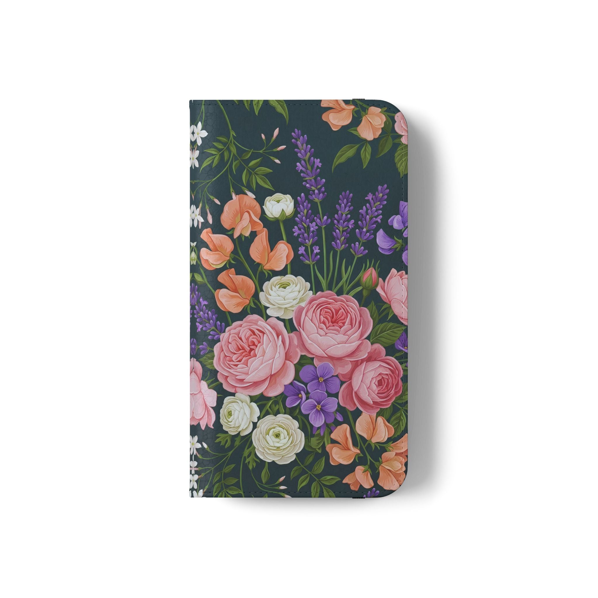 Floral Flip Phone Case -Wallet Cover with Card Slots