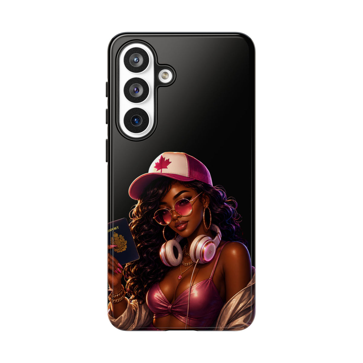 Phone Case - Cool Urban Woman with Headphones & Maple Hat
