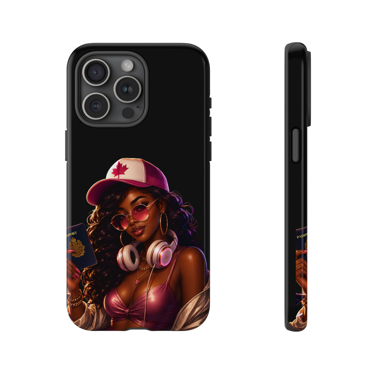 Phone Case - Cool Urban Woman with Headphones & Maple Hat