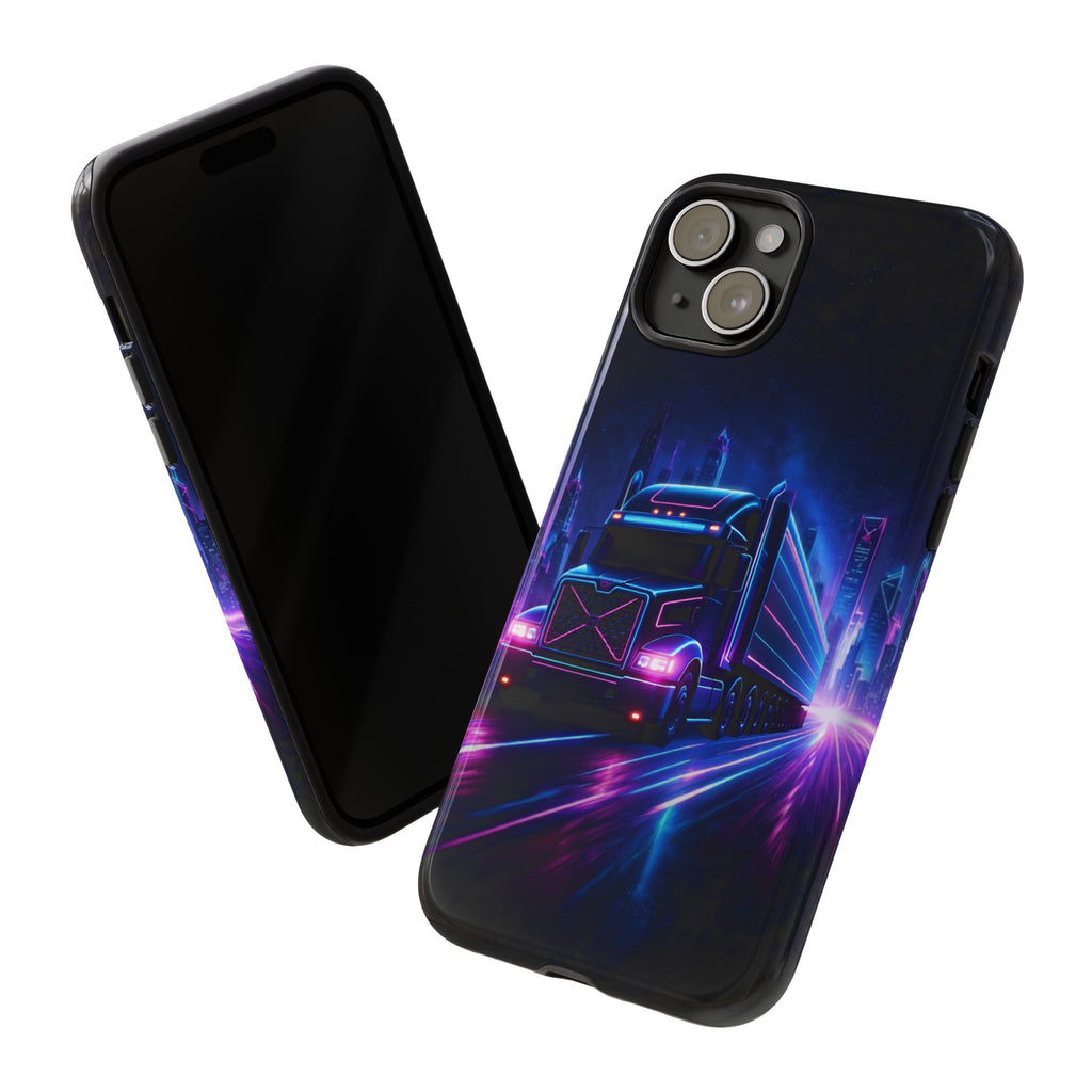 Neon Retro Rig Phone Case — Trucker Semi Truck Nightscape Protective Case
