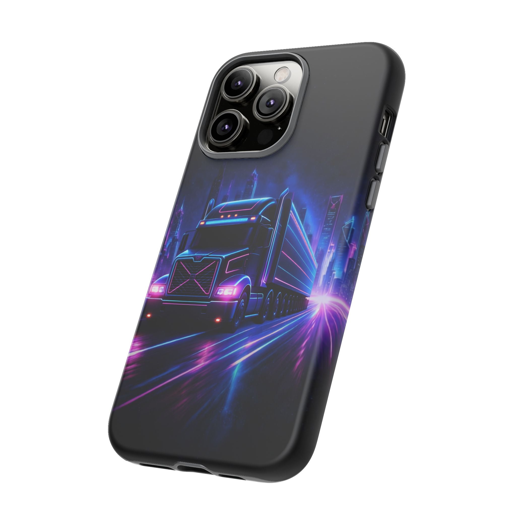Neon Retro Rig Phone Case — Trucker Semi Truck Nightscape Protective Case