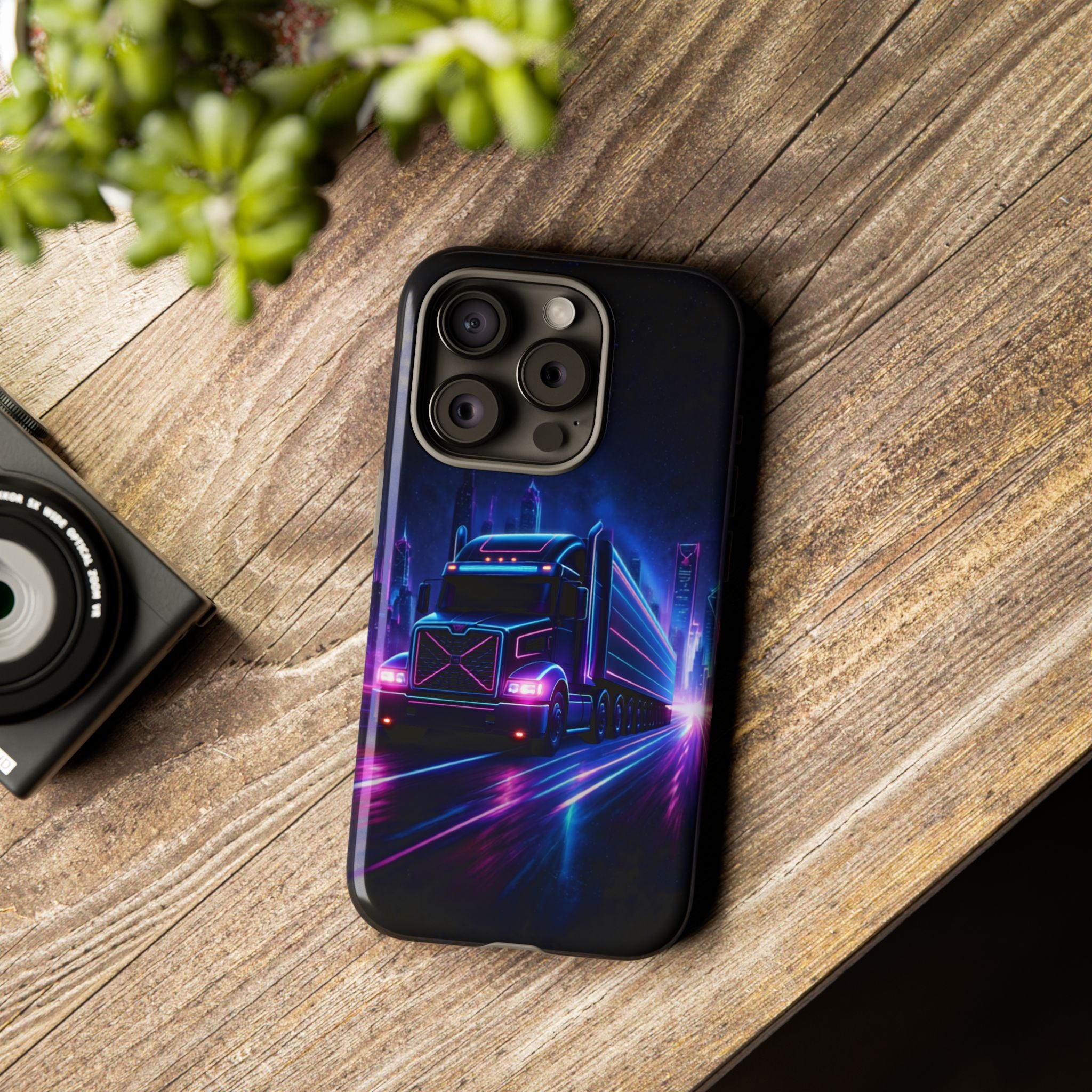 Neon Retro Rig Phone Case — Trucker Semi Truck Nightscape Protective Case