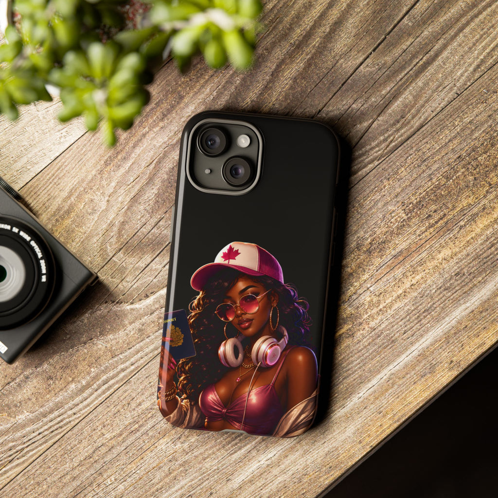 Phone Case - Cool Urban Woman with Headphones & Maple Hat