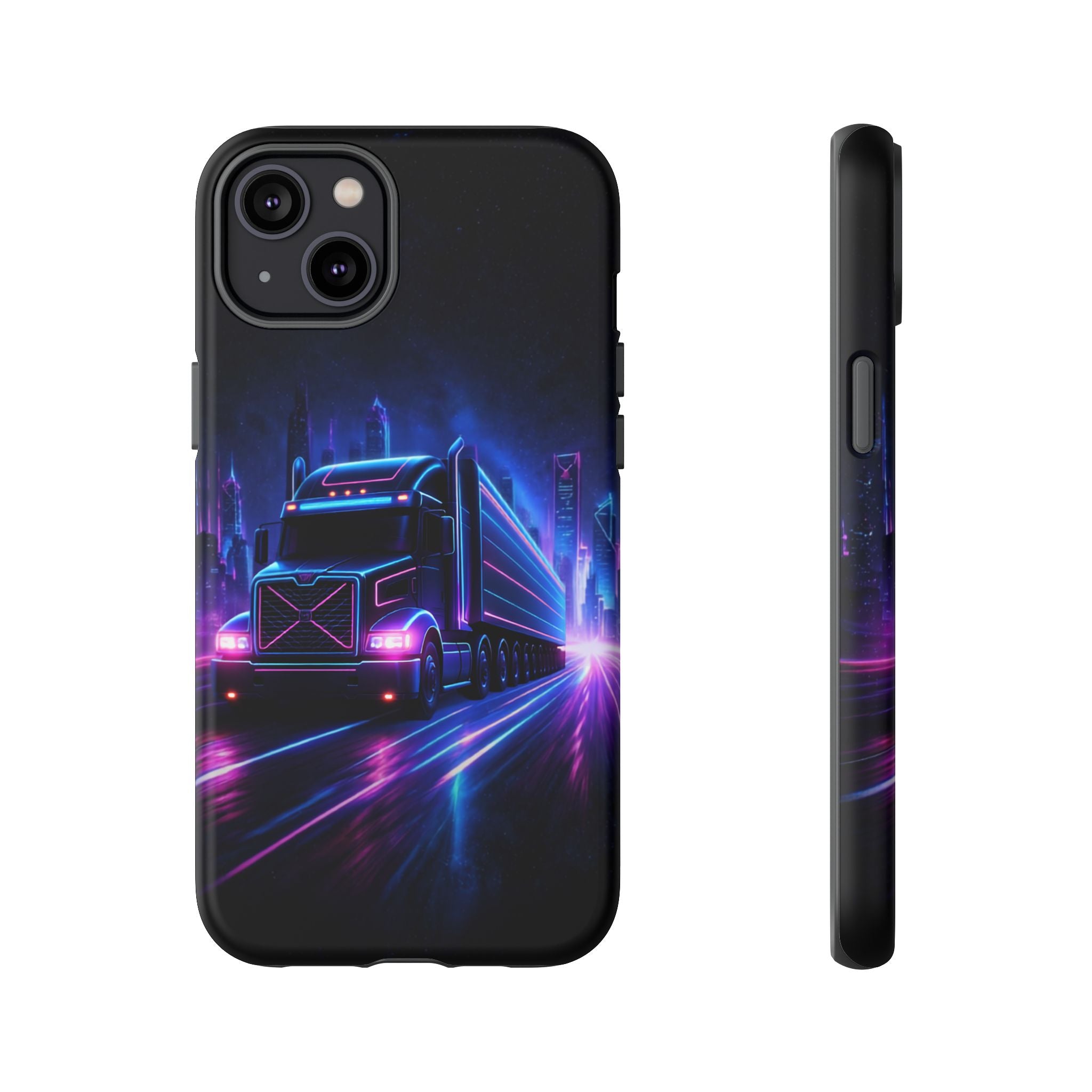 Neon Retro Rig Phone Case — Trucker Semi Truck Nightscape Protective Case
