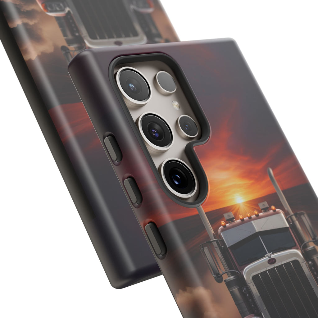 Truck Phone Case — "No Roads. No Limits." Sunset Semi Truck Protective Case