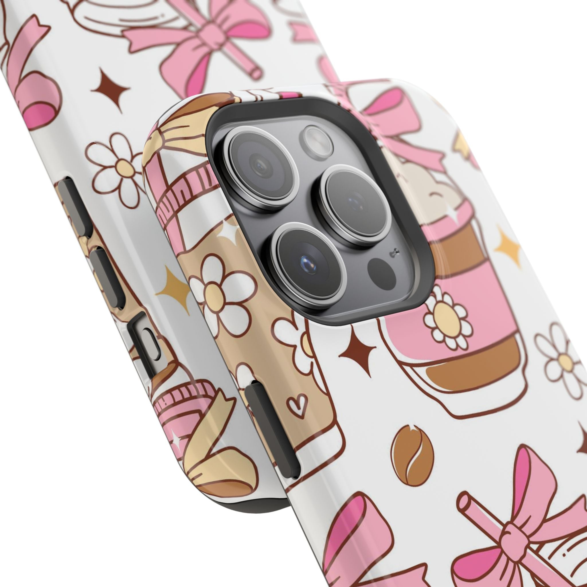 Cute Pink Coffee & Latte Pattern Impact Phone Case