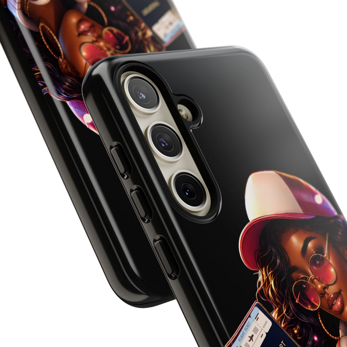 Tough Case – Stylized Urban Girl Phone Case with Headphones & Passport