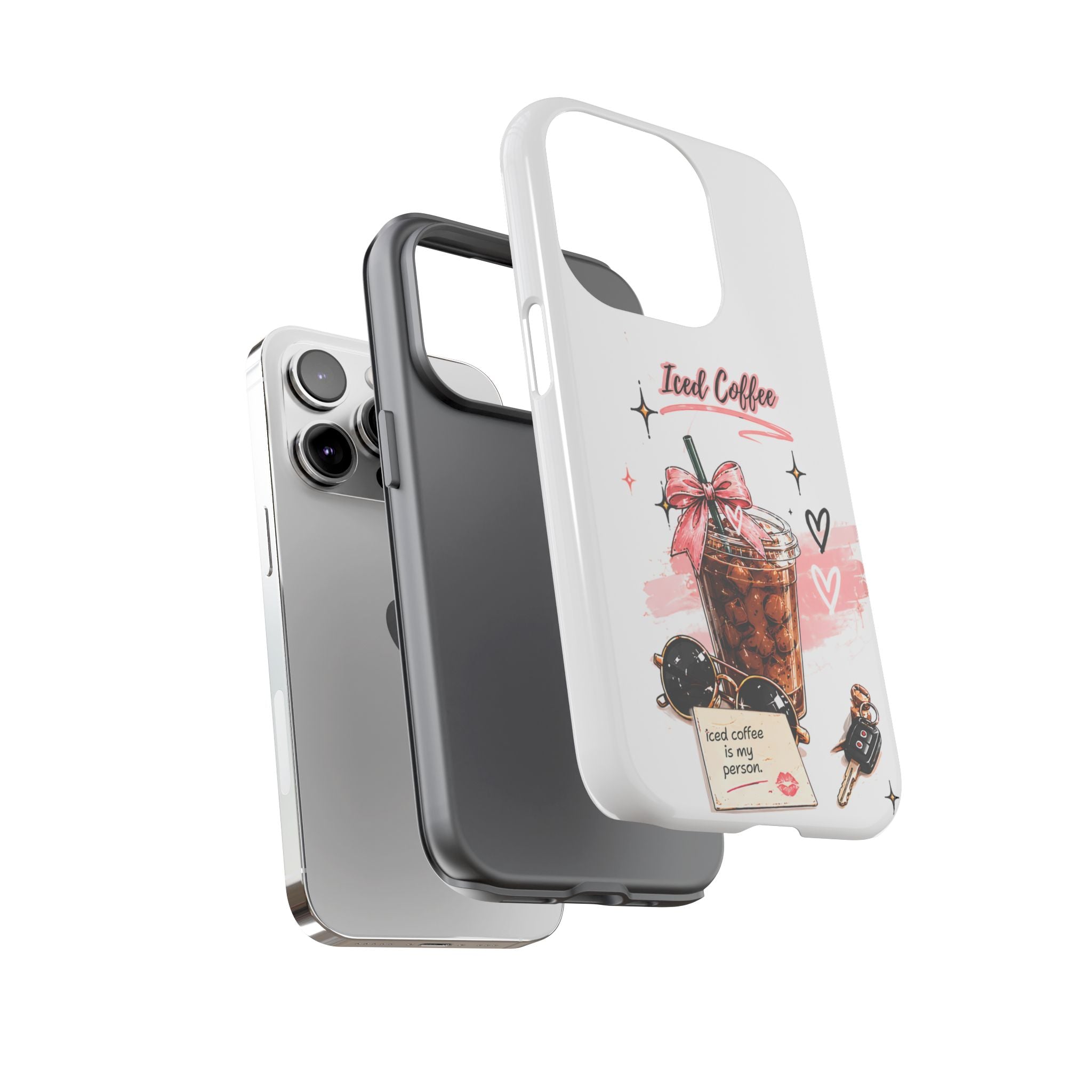 Iced Coffee Phone Case – Cute Pink Boba Design ("Iced coffee is my person")