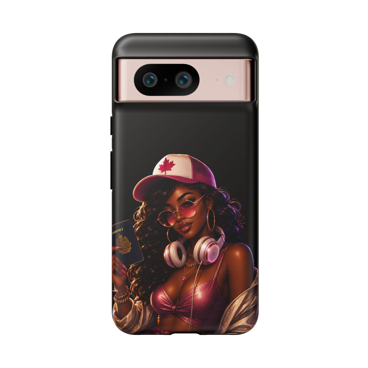 Phone Case - Cool Urban Woman with Headphones & Maple Hat
