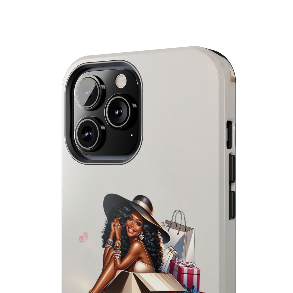 Chic Shopper Tough Phone Case — Stylish Black Woman with Shopping Bags