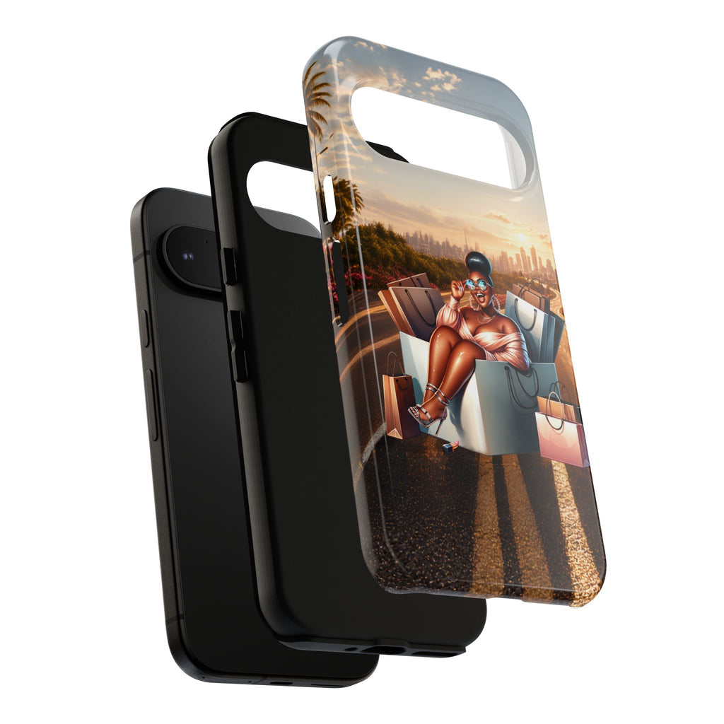 Phone Case — Chic Shopper Illustration on Cloud Background