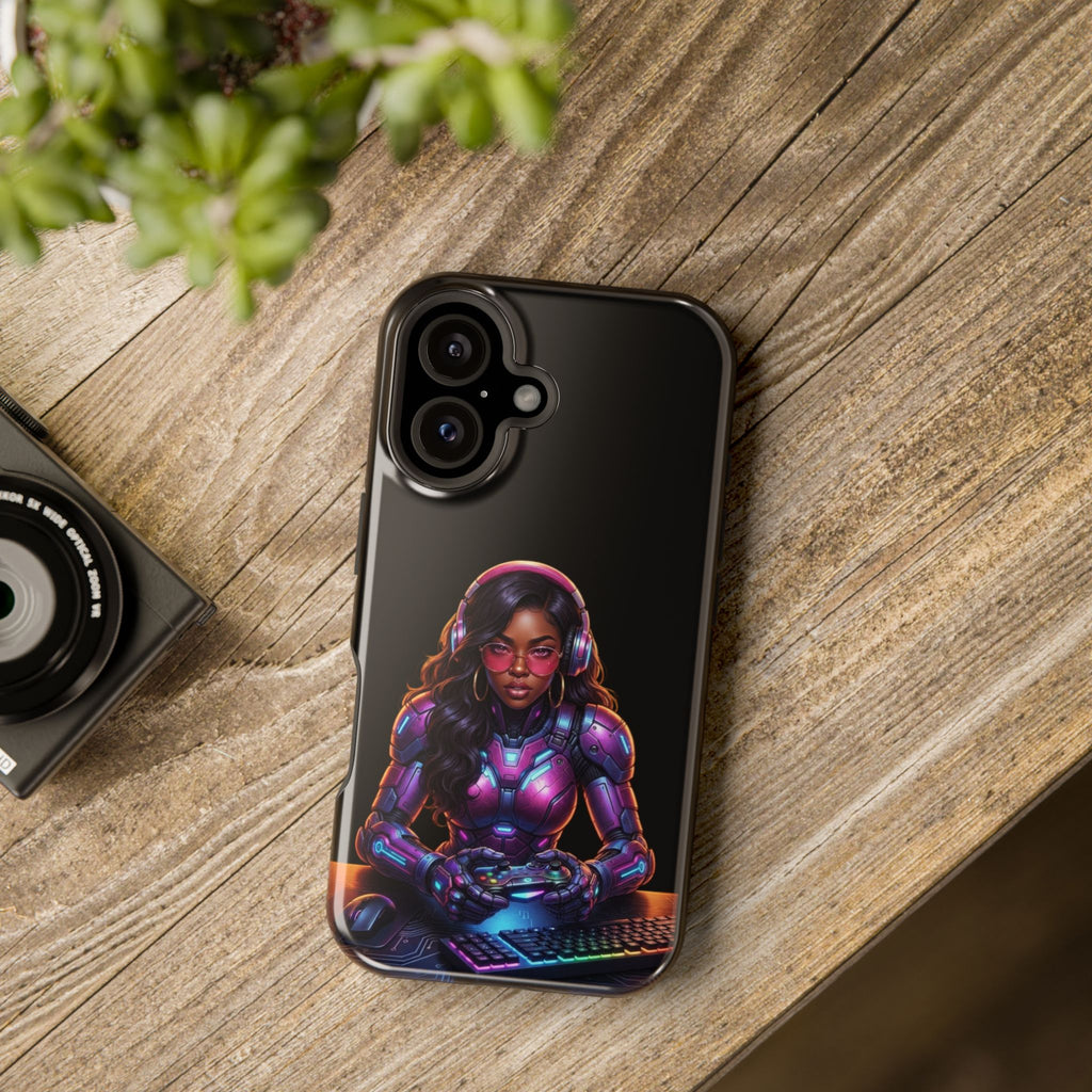 Gamer Girl Cyber Armor Phone Case — Impact‑Resistant Protective Cover