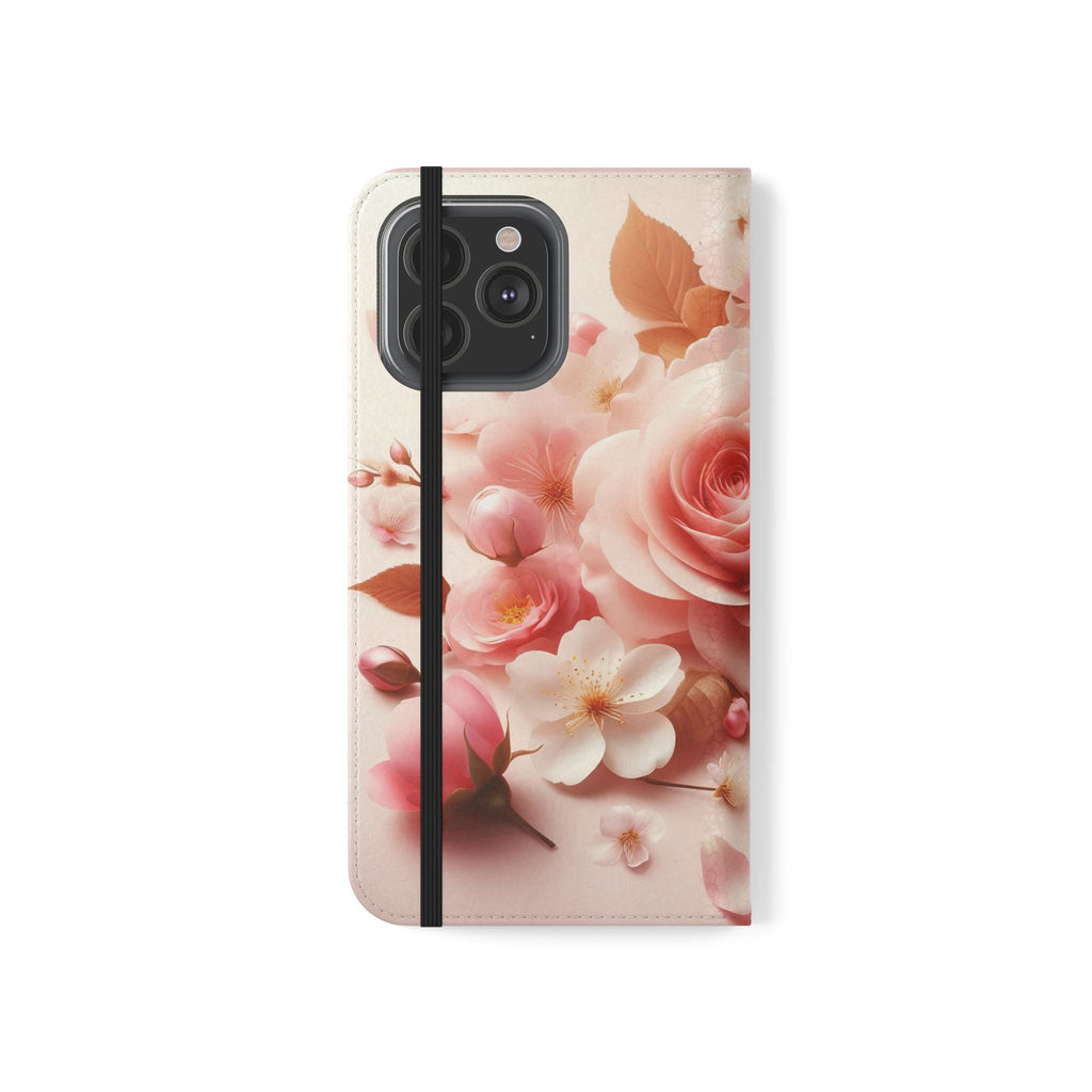 Floral Rose Flip Case — Pink Blossom Wallet Phone Cover