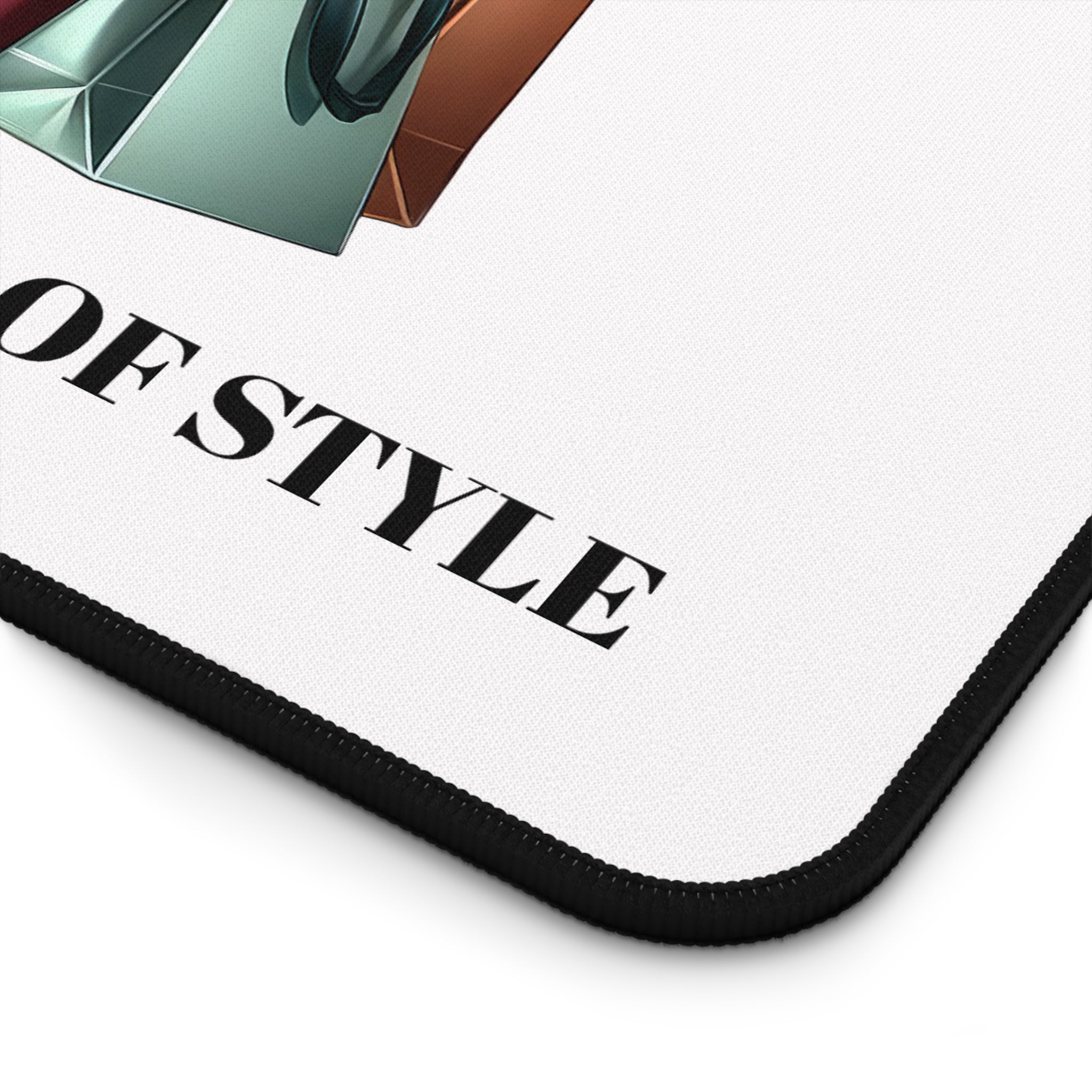 Chic Shopper Desk Mat — Fashionista Woman with Shopping Bags Mouse Pad