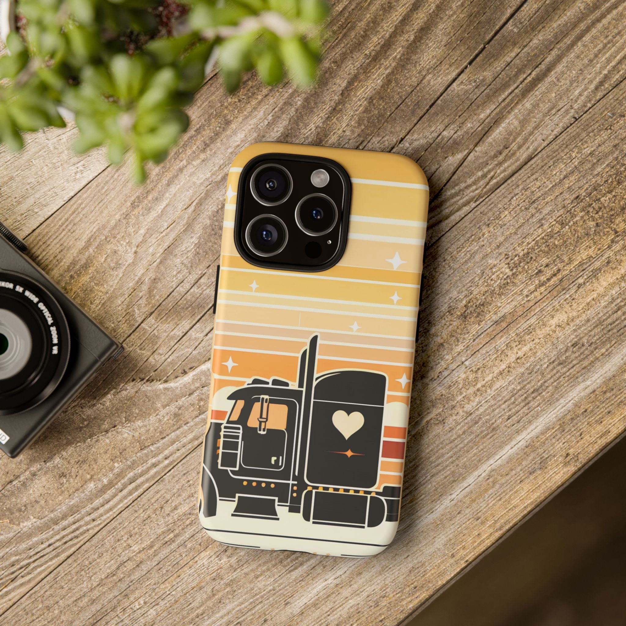 Trucker Heart Phone Case — Retro Semi Truck Protective Phone Cover