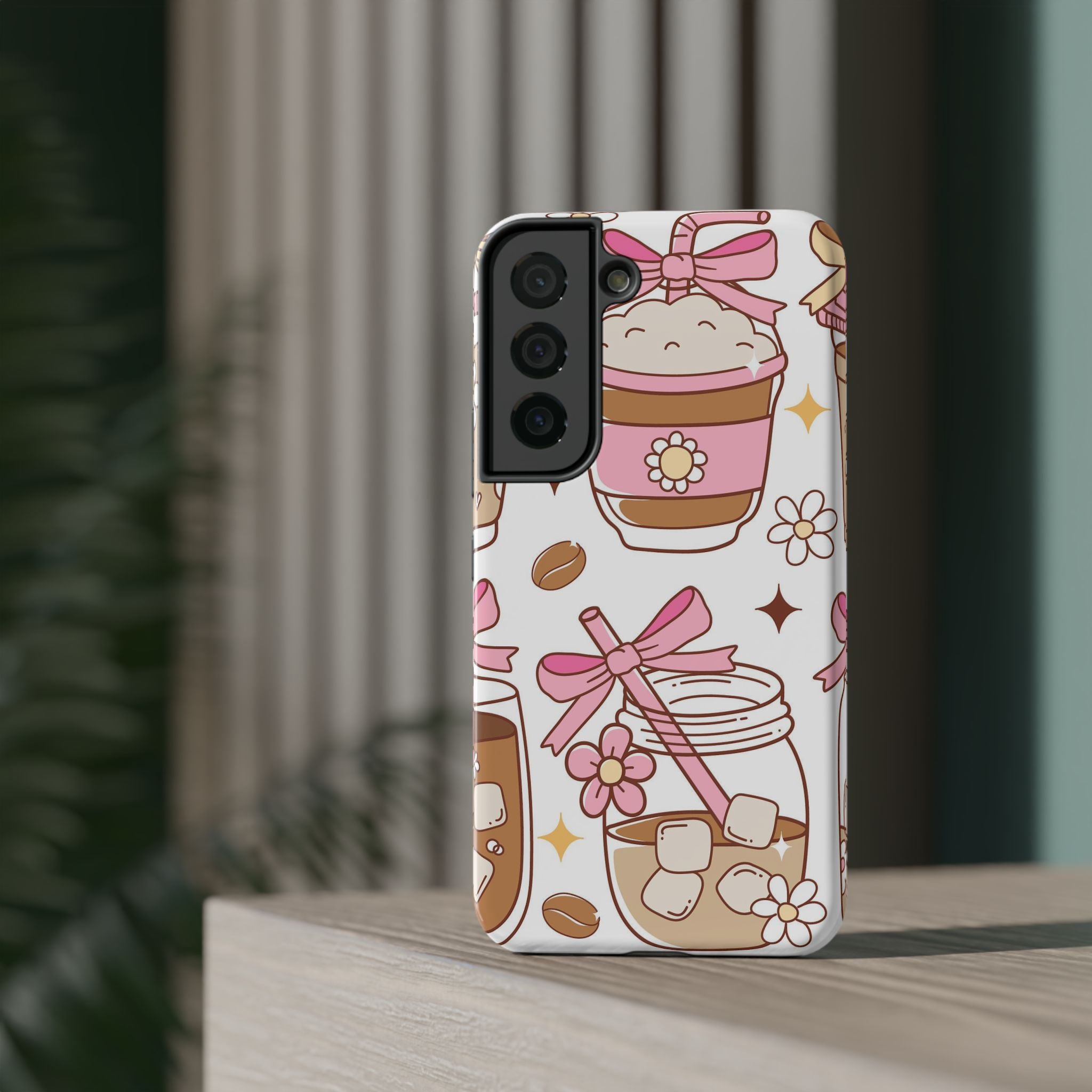 Cute Pink Coffee & Latte Pattern Impact Phone Case