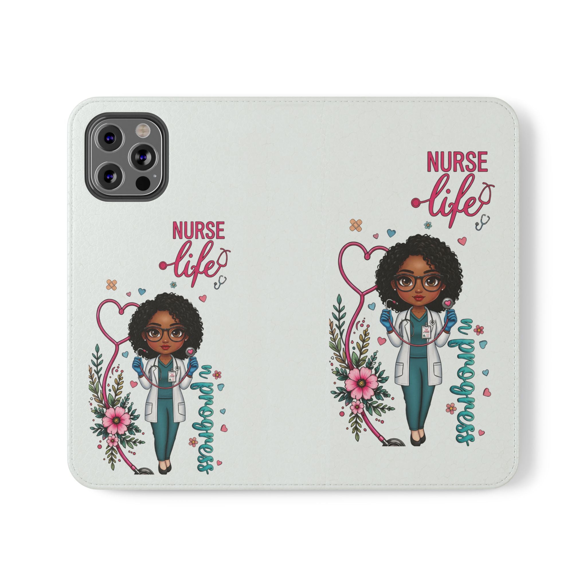 Nurse Life Floral Flip Phone Case - Medical RN Wallet Cover