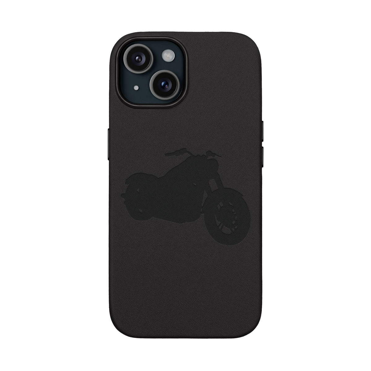 Engraved PU Leather Phone Case — Motorcycle Silhouette