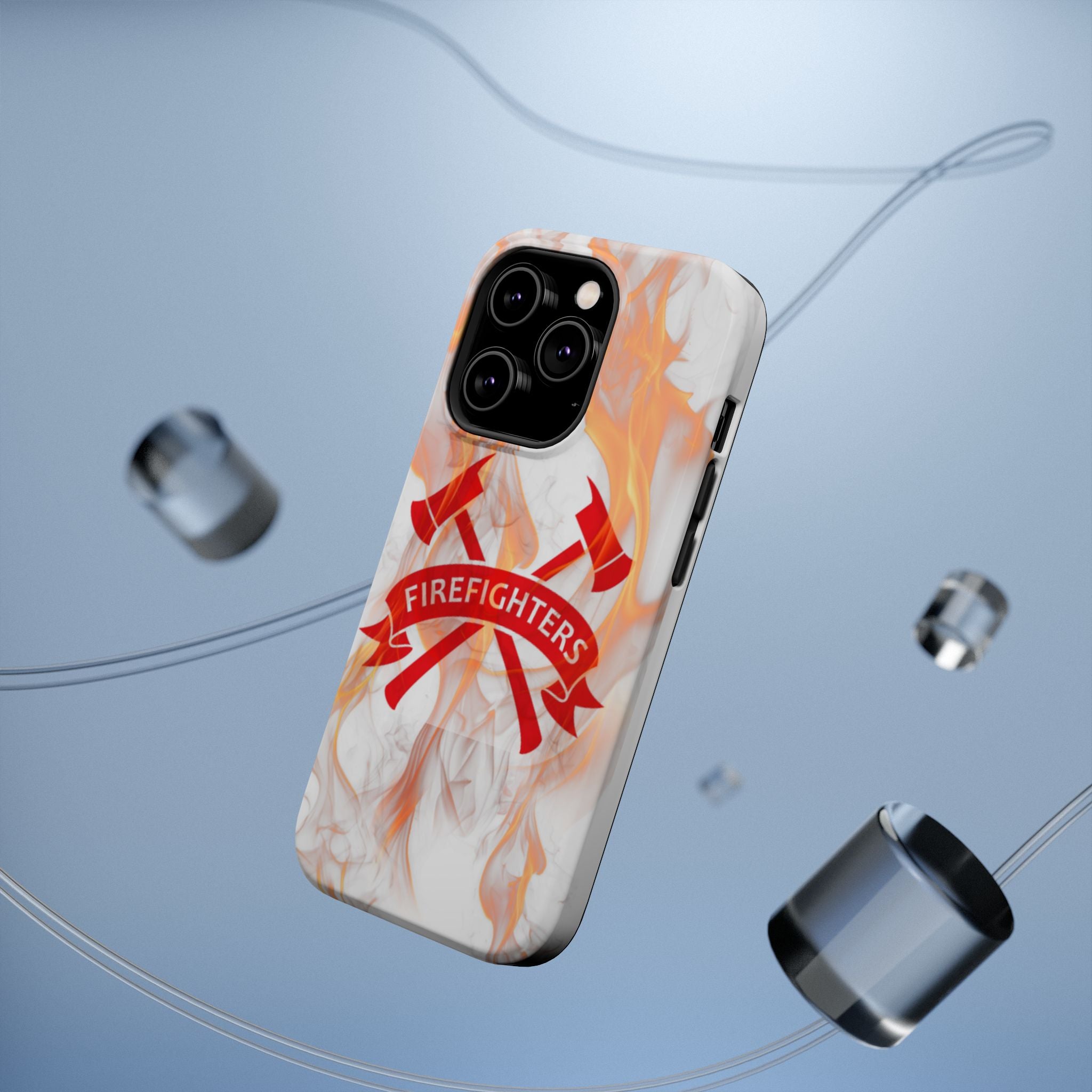 Firefighters Magnetic Impact-Resistant Phone Case — Flame Design with Maltese Cross