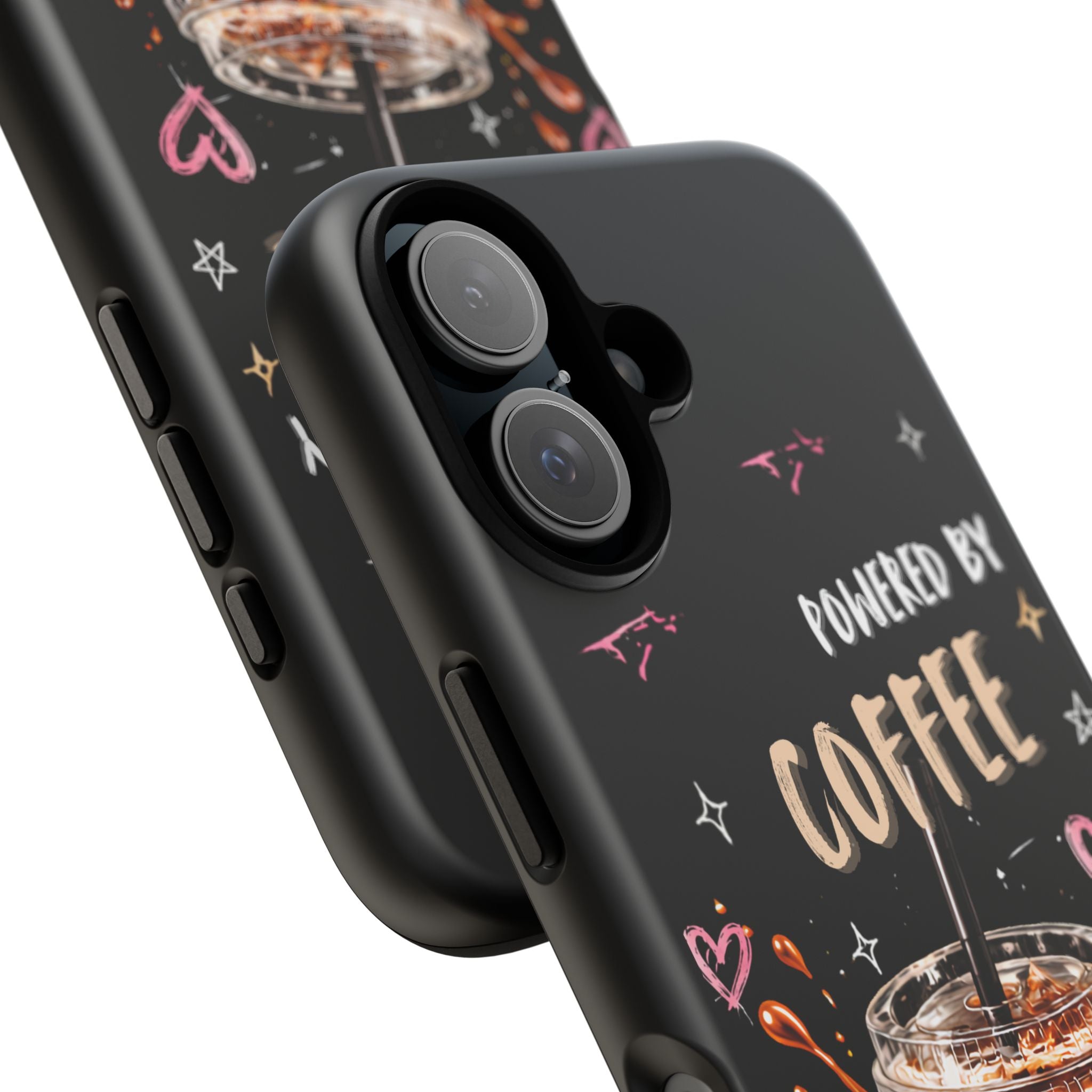 Phone Case — "Powered by Coffee & Chaos" Iced Coffee Protective Cover