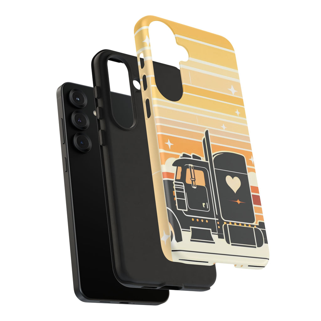 Trucker Heart Phone Case — Retro Semi Truck Protective Phone Cover