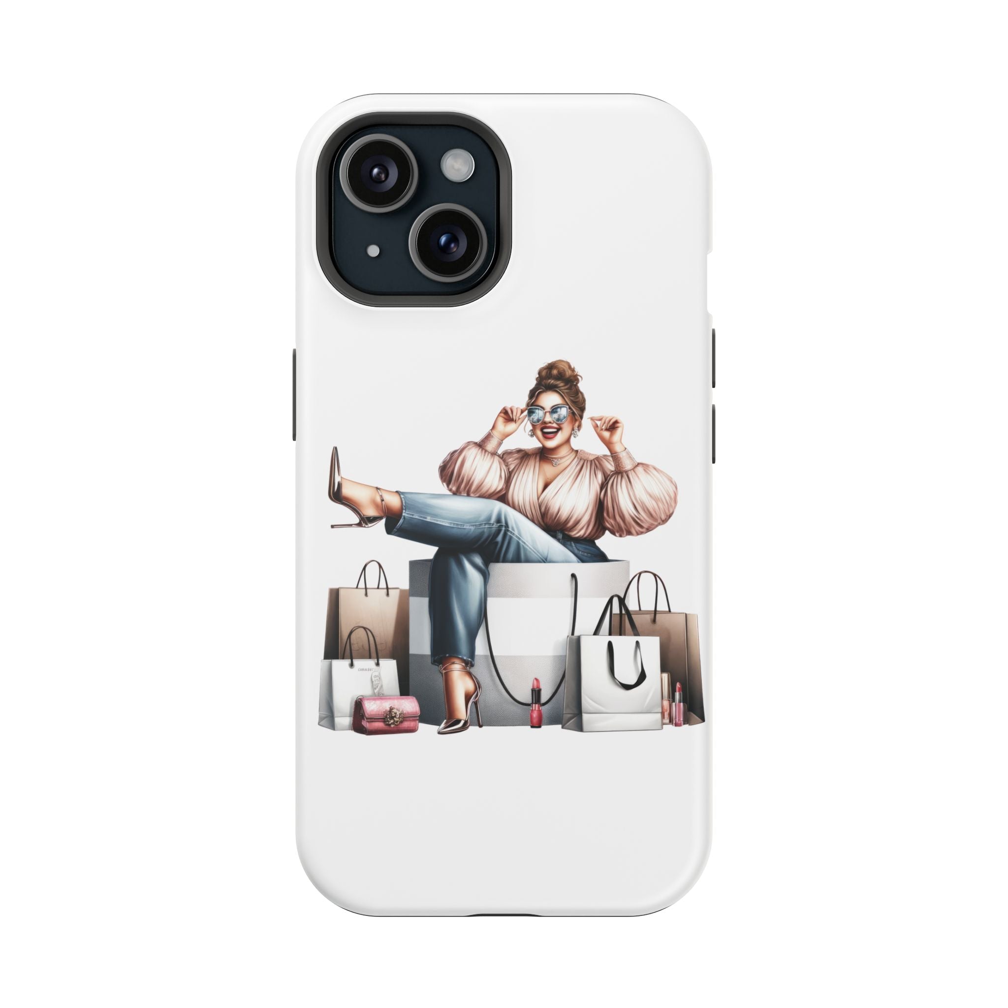 Magnetic Impact-Resistant Case — Luxury Shopper Goddess on Clouds Phone Cover