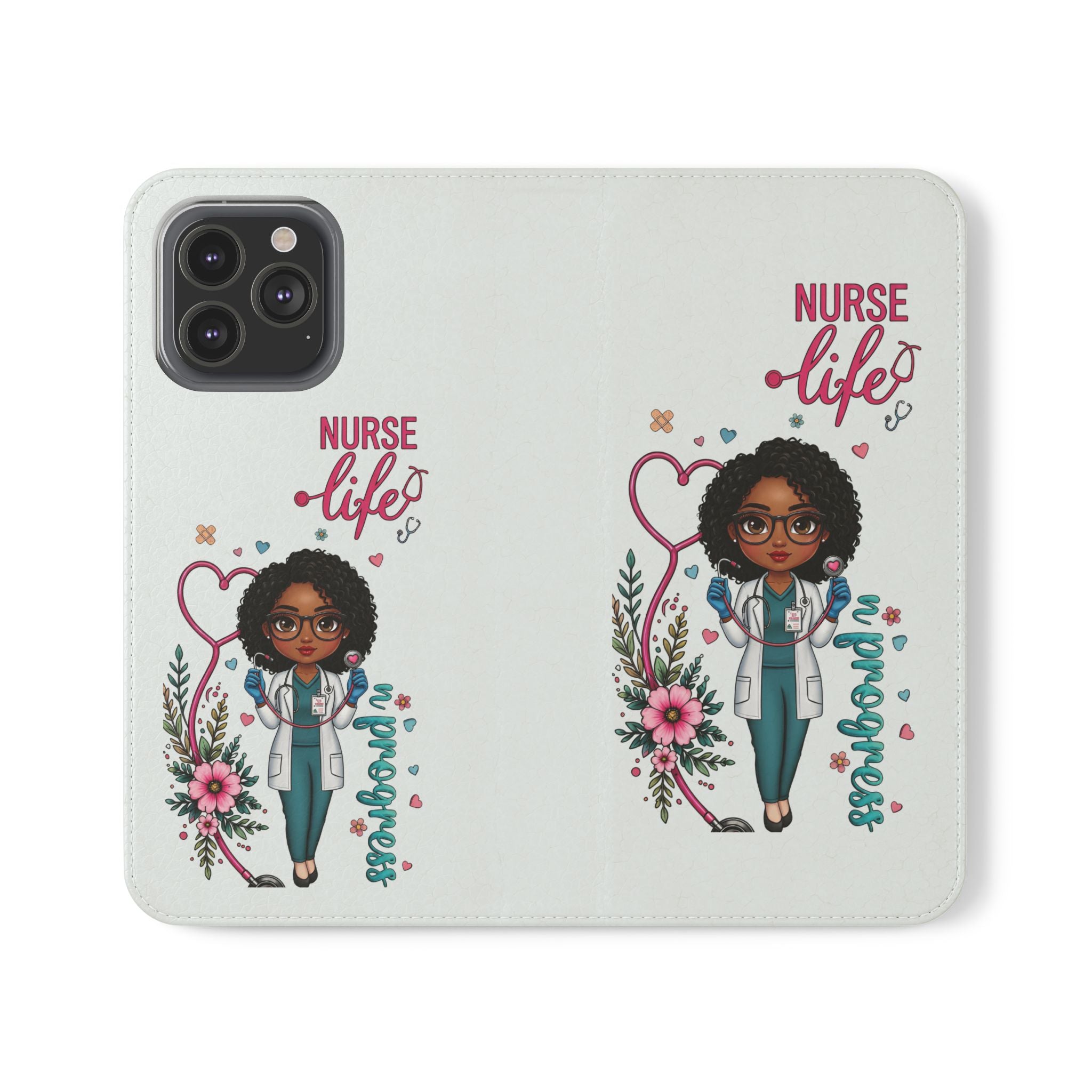 Nurse Life Floral Flip Phone Case - Medical RN Wallet Cover