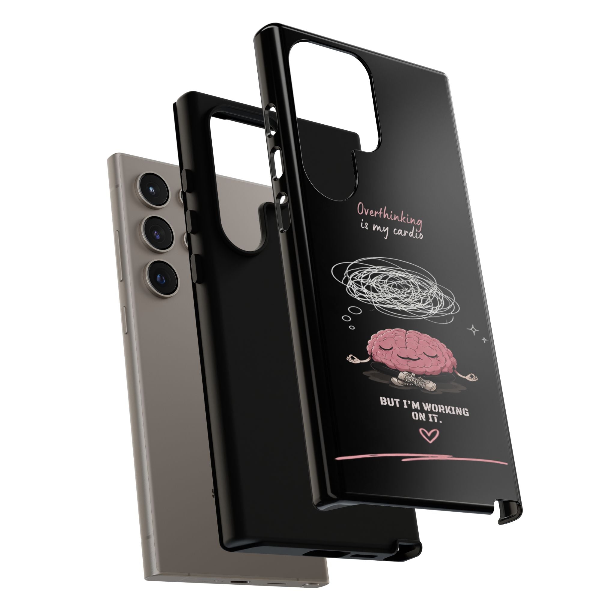 Phone Case — "Overthinking Is My Cardio" Cute Meditating Brain Protective Case