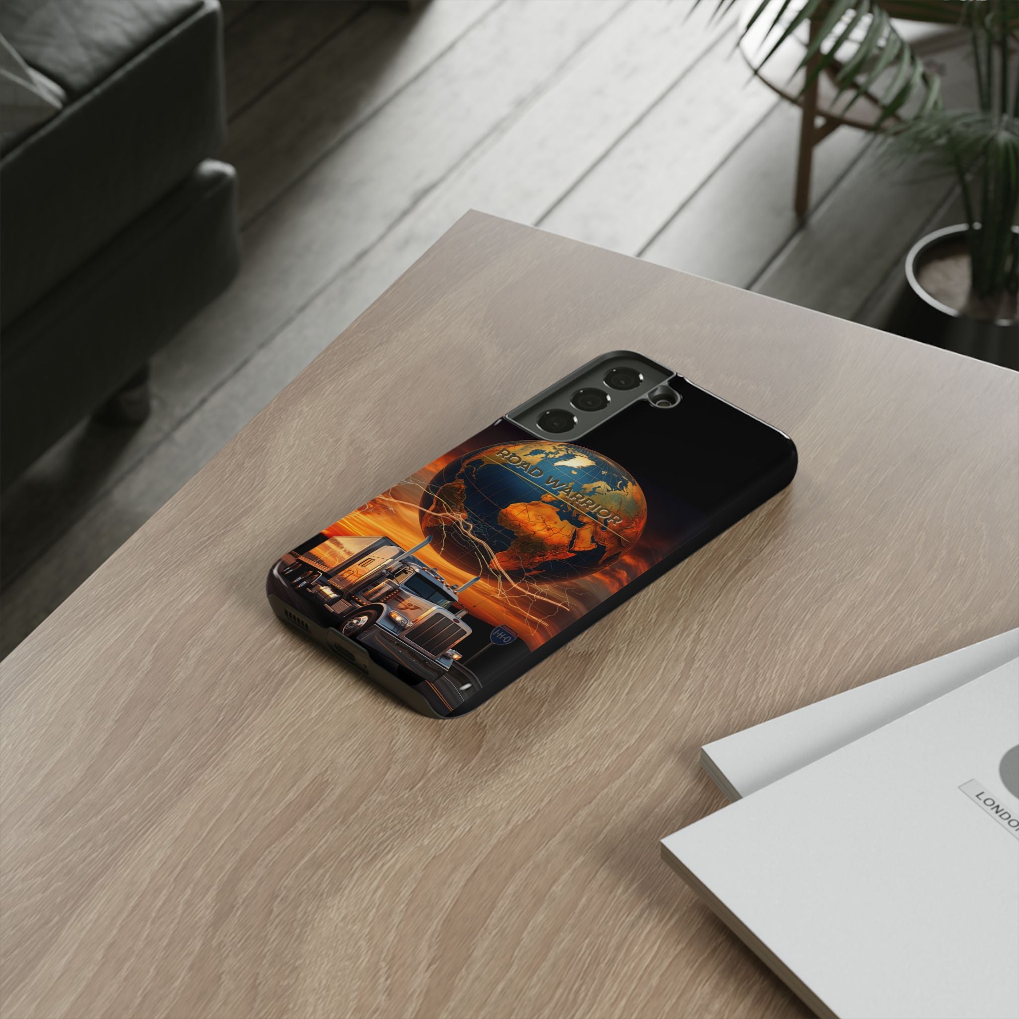 Truck Driver Phone Case — 'Global Road Warrior' Semi Truck Globe Tough Phone Cover