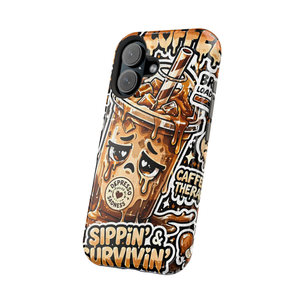 Iced Coffee Phone Case — “Sippin' & Survivin'” Magnetic Impact-Resistant Case