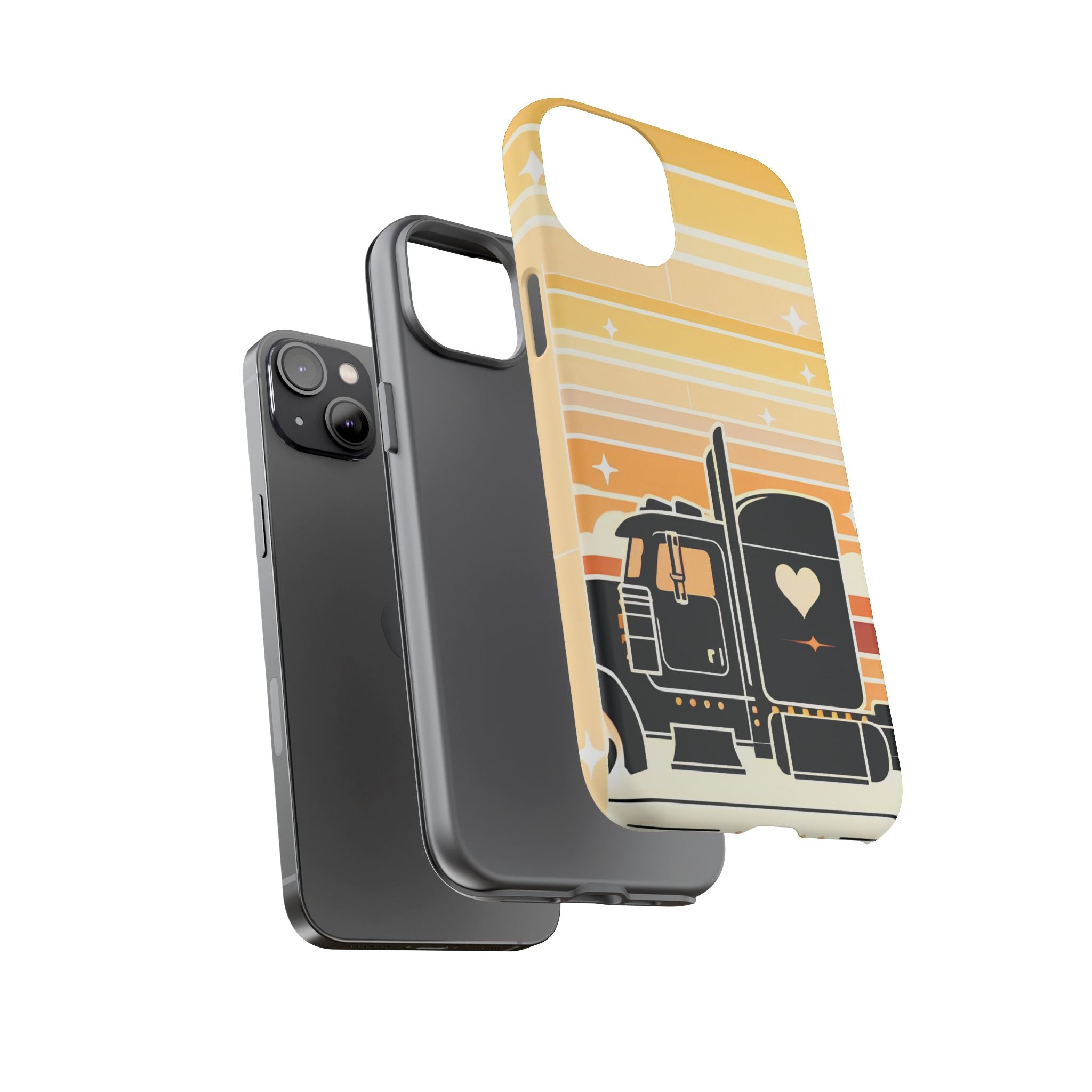 Trucker Heart Phone Case — Retro Semi Truck Protective Phone Cover