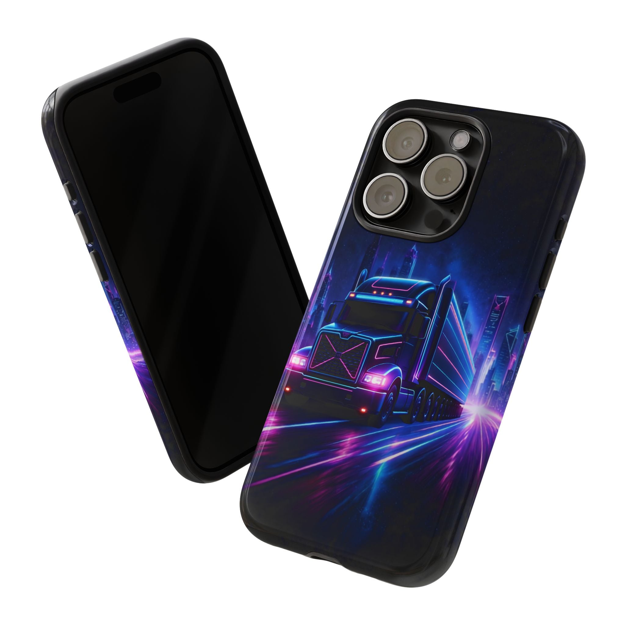 Neon Retro Rig Phone Case — Trucker Semi Truck Nightscape Protective Case