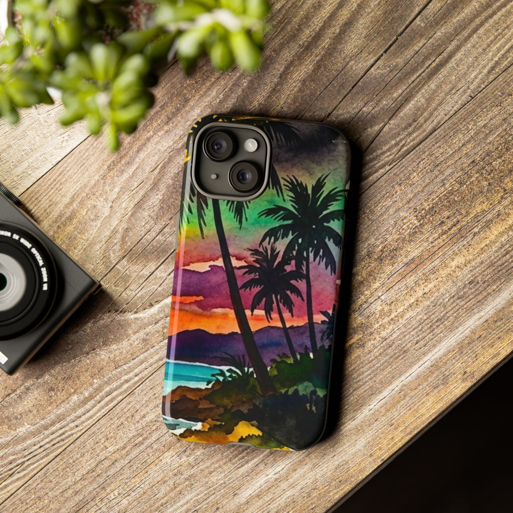 Tropical Sunset Phone Case – Palm Tree Beach Protective Cover