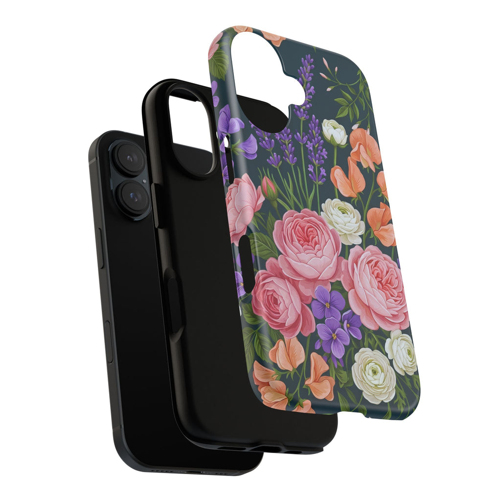Floral Bouquet Phone Case — Vintage Roses & Lavender Protective Cover