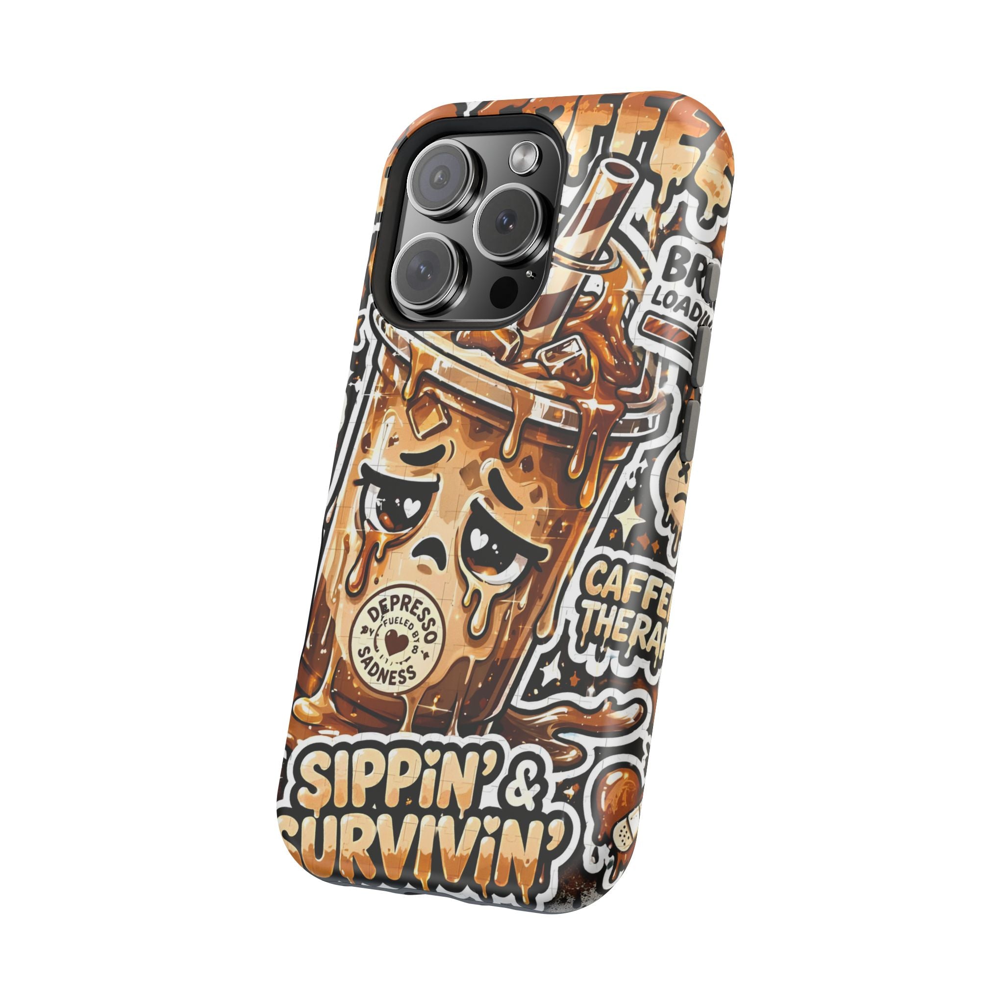 Iced Coffee Phone Case — “Sippin' & Survivin'” Magnetic Impact-Resistant Case