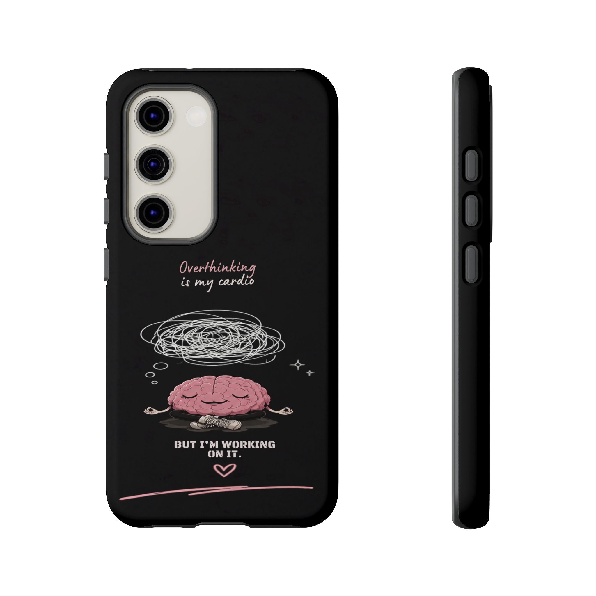 Phone Case — "Overthinking Is My Cardio" Cute Meditating Brain Protective Case