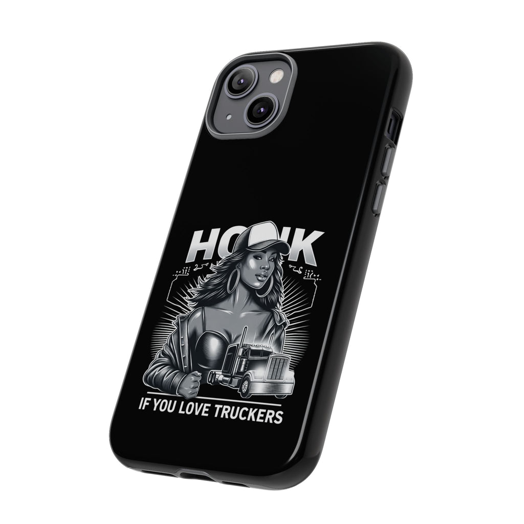 Phone Case — 'Honk' Trucker Girl Retro Semi Truck Protective Case