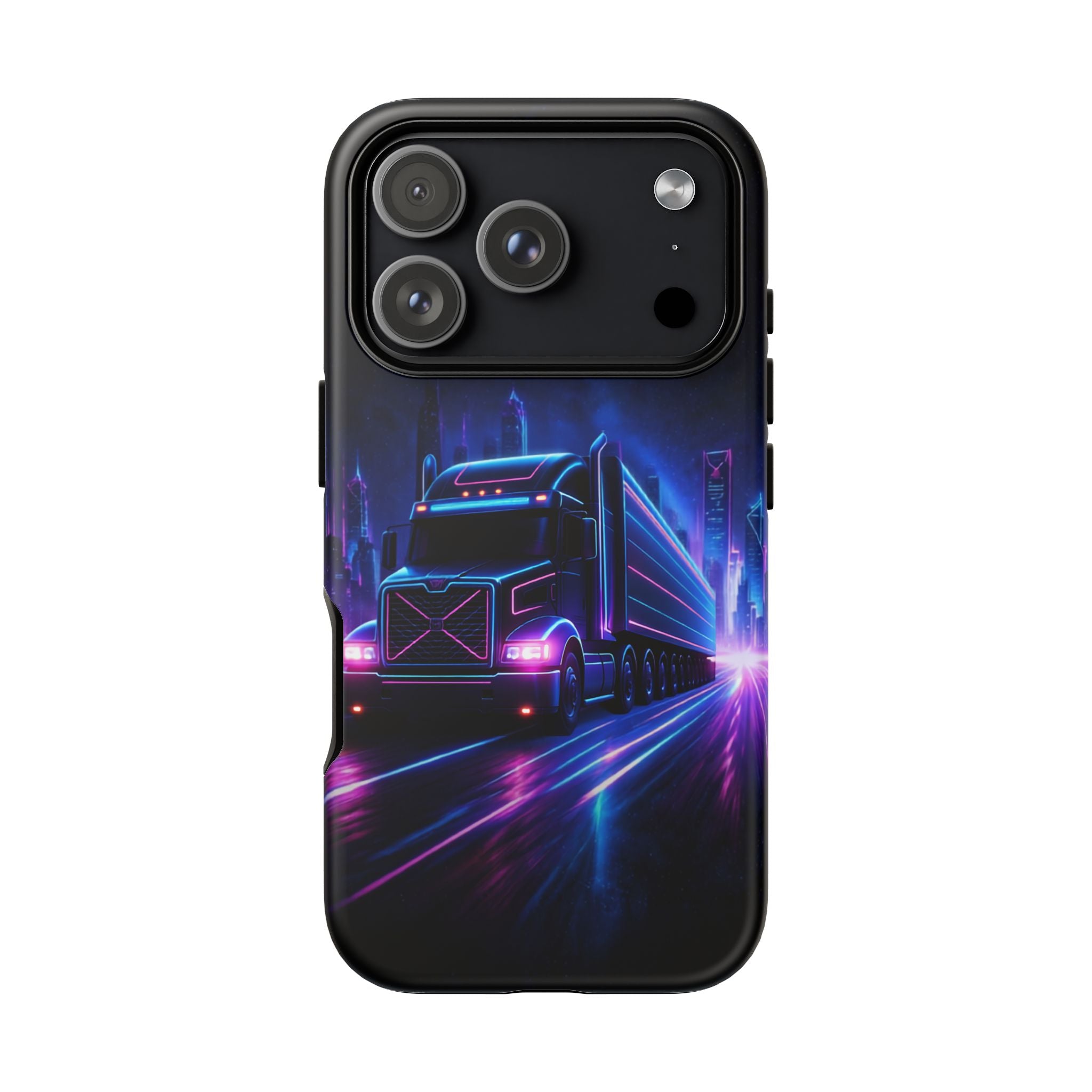 Neon Retro Rig Phone Case — Trucker Semi Truck Nightscape Protective Case