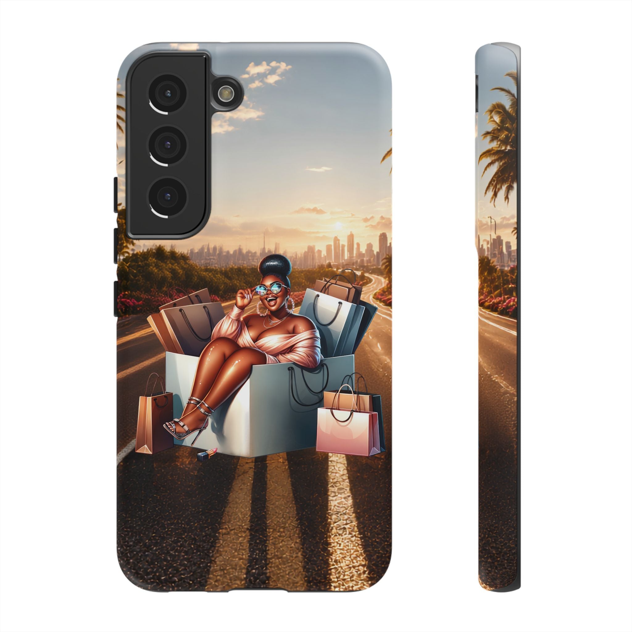 Phone Case — Chic Shopper Illustration on Cloud Background